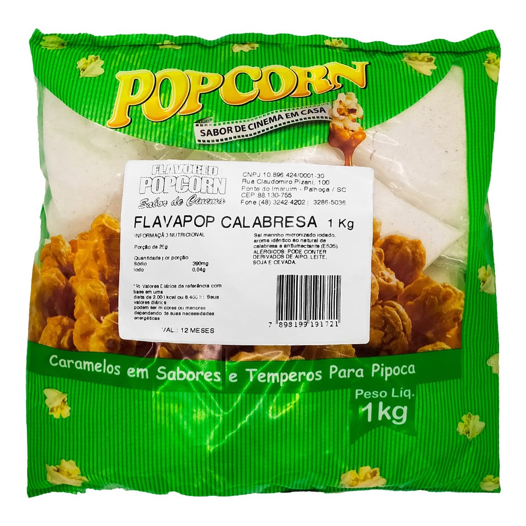 FLAVAPOP - Calabresa 1kg - Sal Micronizado Popcorn