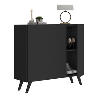 Sapateira Retrô 3 Portas Nina Multimóveis MP6018 Preta em Oferta na Shopee