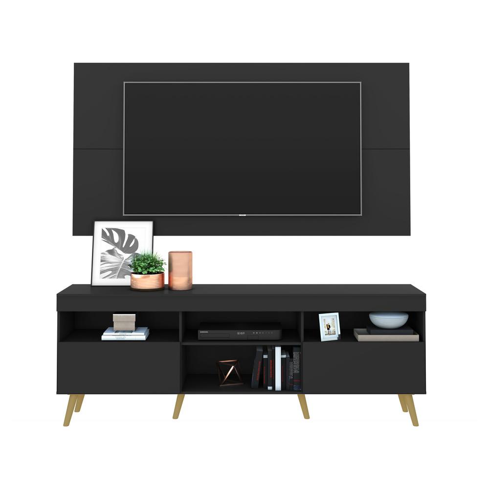Rack Retrô com Painel para TV até 65" Multimóveis Flórida FG3133 Preto/Natural em Oferta na Shopee