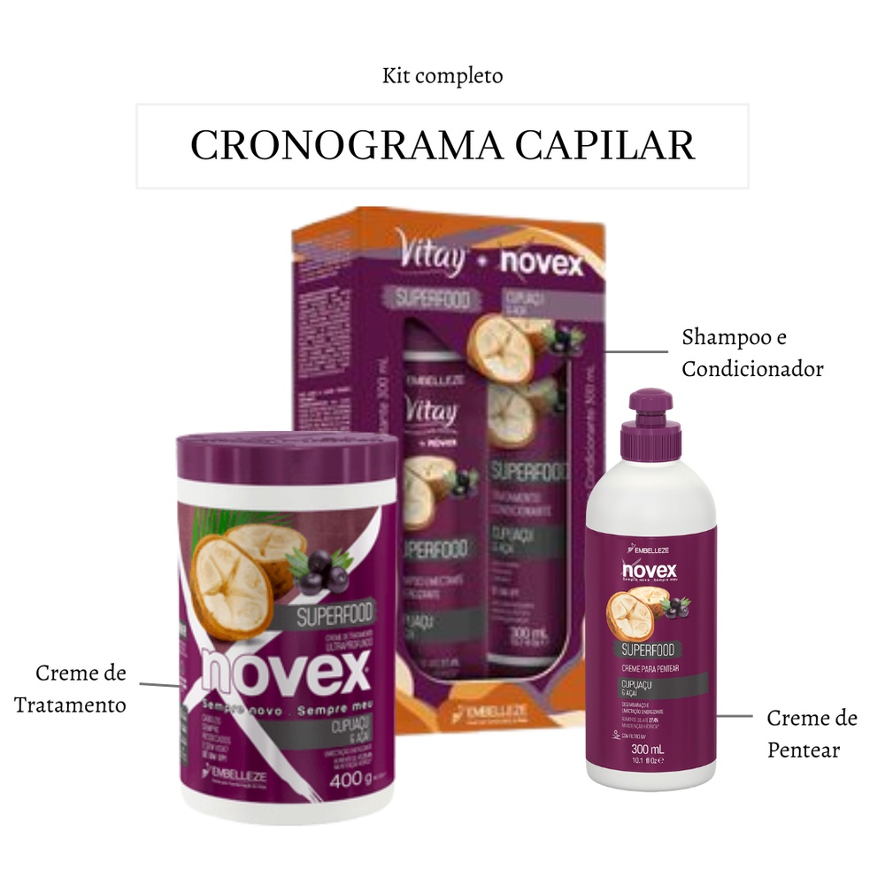 Cronograma Capilar Novex Shampoo E Condicionador Creme De Tratamento Creme De Pentear