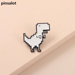 Pins De Esmalte De Dinossauro Pixel Animais Brancos Broches De Cartoon Roupas De Camisola Crachás De Lapela