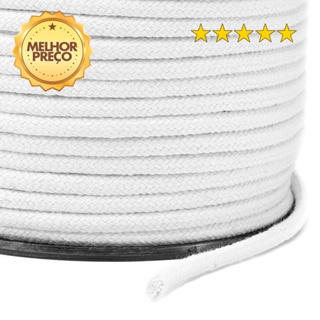 Cordão Trançado 100% Algodão 5mm – 3 Metros | Branco São José 🧶 em Oferta na Shopee