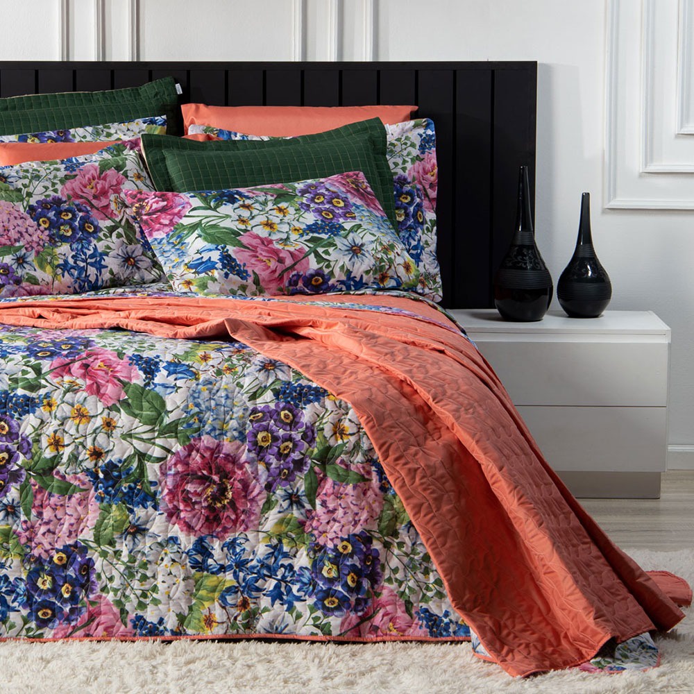 Kit Cobre Leito Coleção Jazz Liso para Cama Casal Queen 3 peças Dupla Face Microem Tecido Percal Soft em tecido 200 fios Microem Tecido Perc