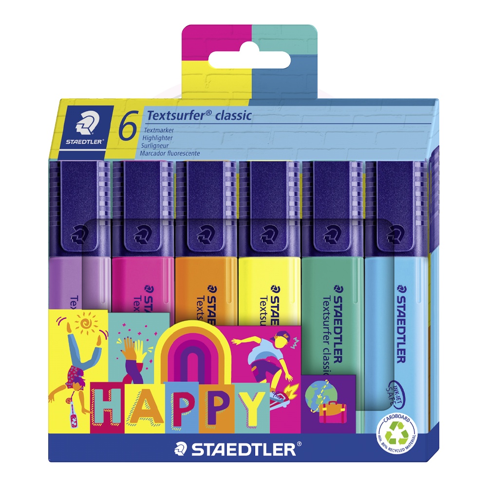 Marca-Texto TextSurfer Classic Happy Staedtler – Blister 6 UN | Shopee ...