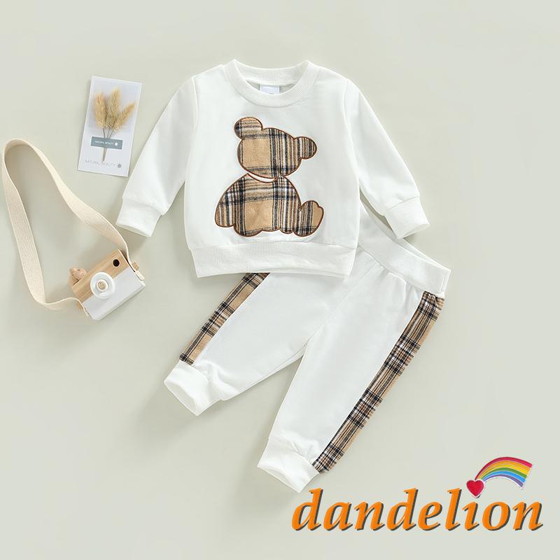 Conjunto de Roupas de Outono Unissex para Bebês de 0 a 24 Meses, Camisetas de Manga Longa com Padrão de Cerveja + Calças Xadrez