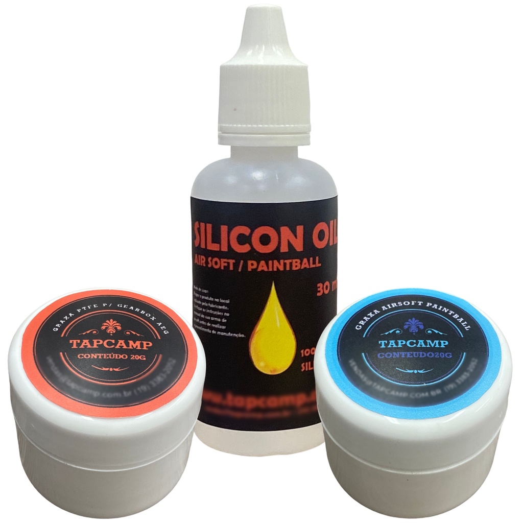 Kit Graxa Marcador Paintball e airsoft + Óleo Silicone + Graxa Gerbox
