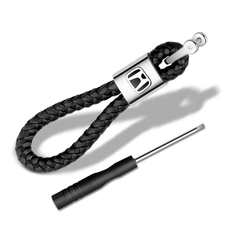 Chaveiro Honda Civic Si Hr-v City Fit CR-V Accord Mugen JDM Couro Trançado Metal Black