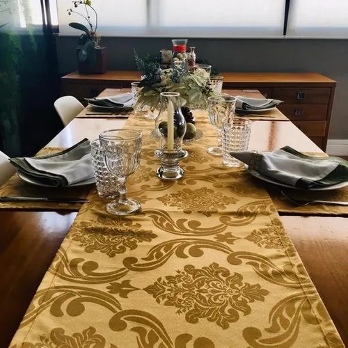 Caminho Trilho De Mesa Luxo 6 Lugares Jacquard Tecido Grosso 1,40m x 0,40m