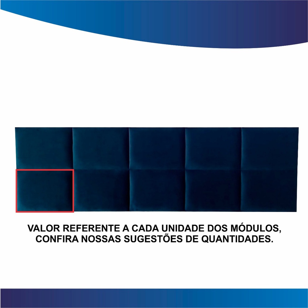 Cabeceira estofada em modulos decorativo Uma Placa 40x30 cm