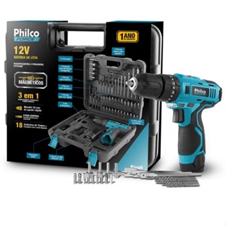 Parafusadeira 3/8 12V 3 em 1 + Maleta com 50 Peças - Philco