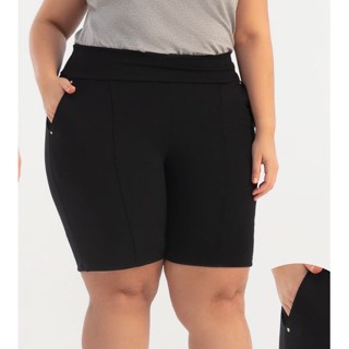 Bermuda Plus Size Com Bolso Malha Crepe Feminino