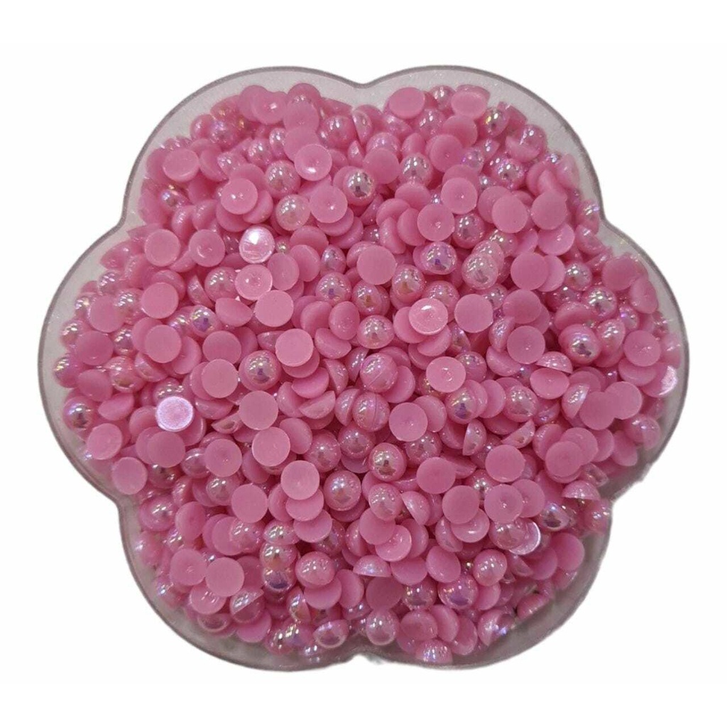 Meia Perola Irisada - rosa chiclete- 6MM - 50g