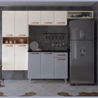 Cozinha de Aço Compacta 3 Peças Rose Multimóveis CR6117 Branco/Rosé