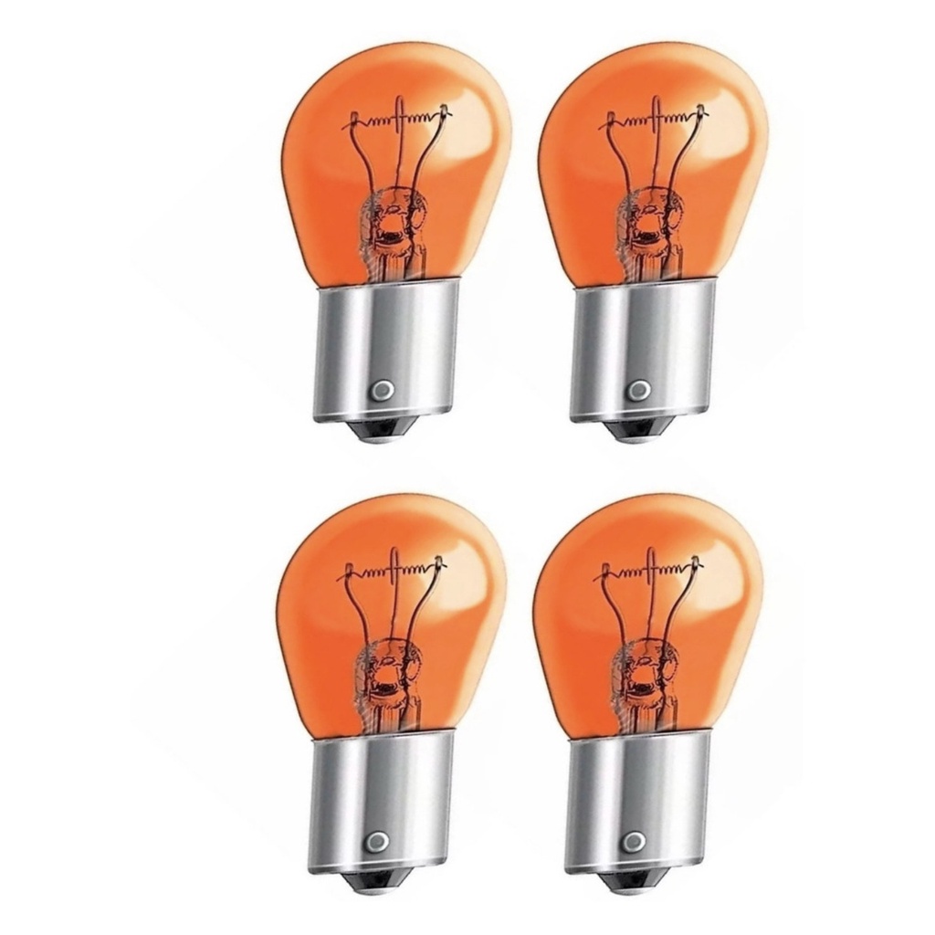 4 Lâmpadas Pisca Seta 1 Polo Ambar Laranjada Carro 12v 21w