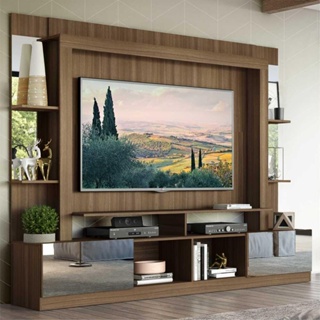 Rack Estante com Painel TV 65" e Espelho Oslo Multimóveis Madeirado em Oferta na Shopee