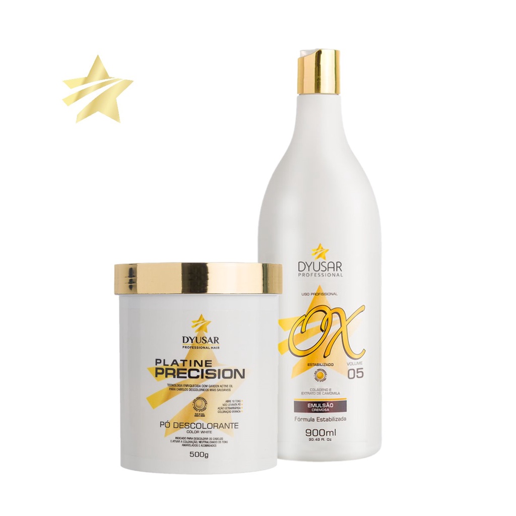 Kit Descoloração Profissional Po Descolorante Branco e Oxidante 5 Volumes Dyusar Cosméticos
