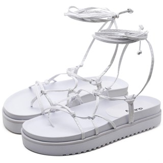Sandália Papete Dubuy Feminina Flatform de Amarrar Branca Khalifa 2041FG
