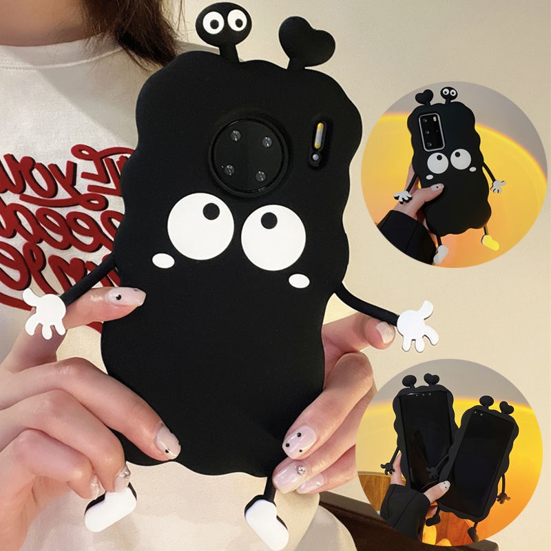 Capa Protetora Anti-Queda Com Pingente Para Desenho Animado OPPO A74 A54 A55 4G 5G A16 A31 A9 A5 2020 A92 A52 A3S A3 A12E F11 R17 R15 De Silicone Telefone TPU Soft Cute Love Coal Elf
