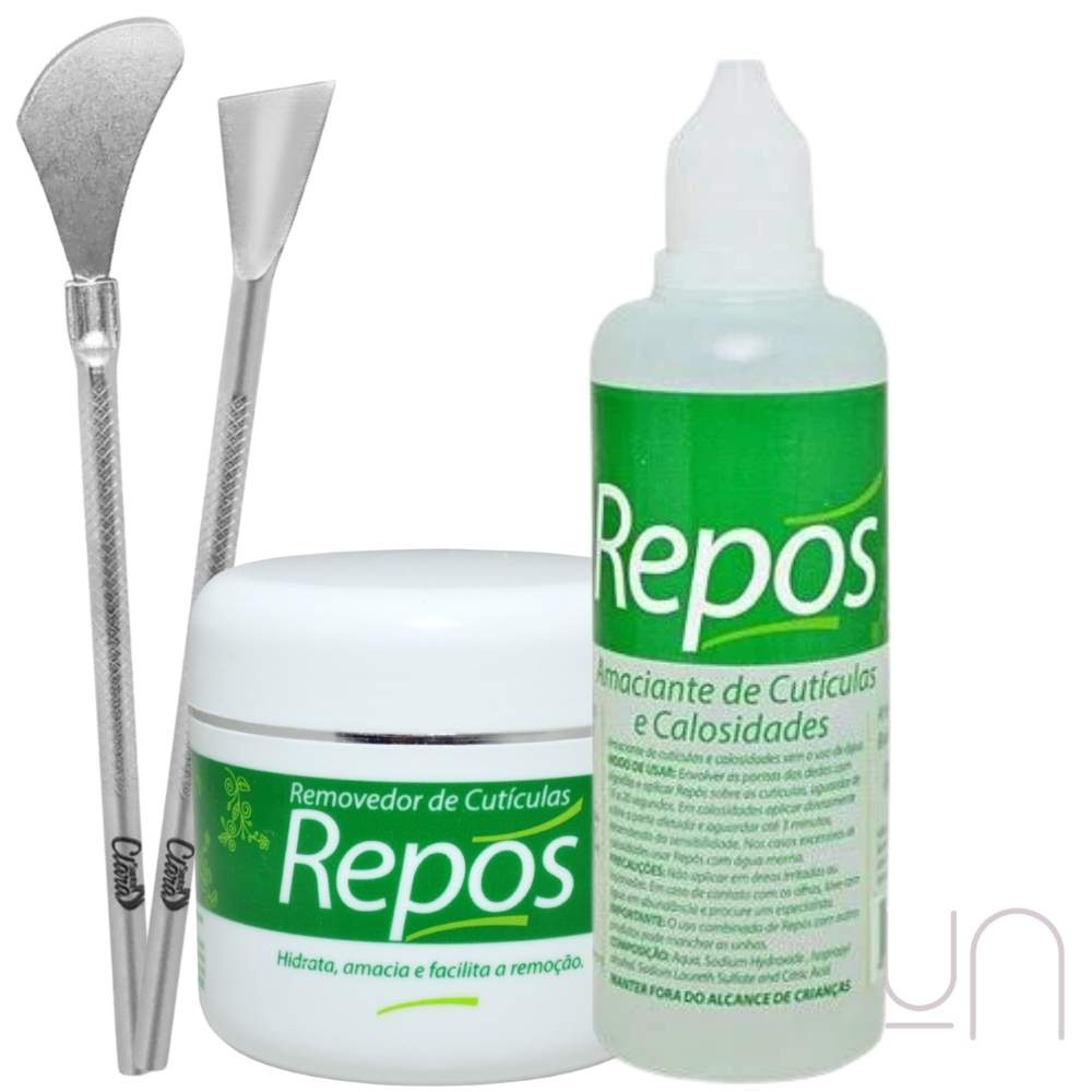 Kit Repós Amaciante 150ml + Removedor 120ml + Espátulas Calosidade 222 e 483  Spa dos Pes
