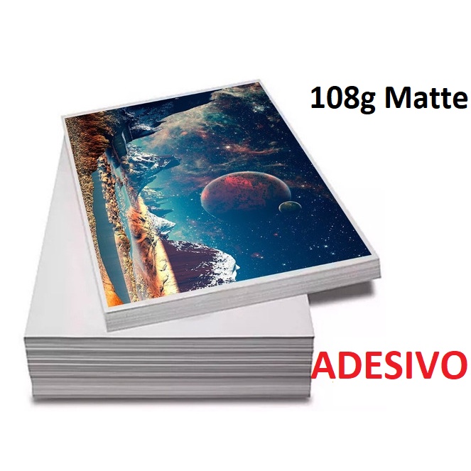 Papel Fotográfico Adesivo 108g Matte  A4 (FOSCO) – Pacote c/ 200 FOLHAS em Oferta na Shopee