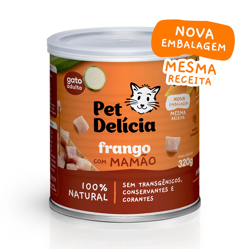 Ração Úmida Pet Delícia Gatos Frango com Mamão - 320g em Oferta na Shopee