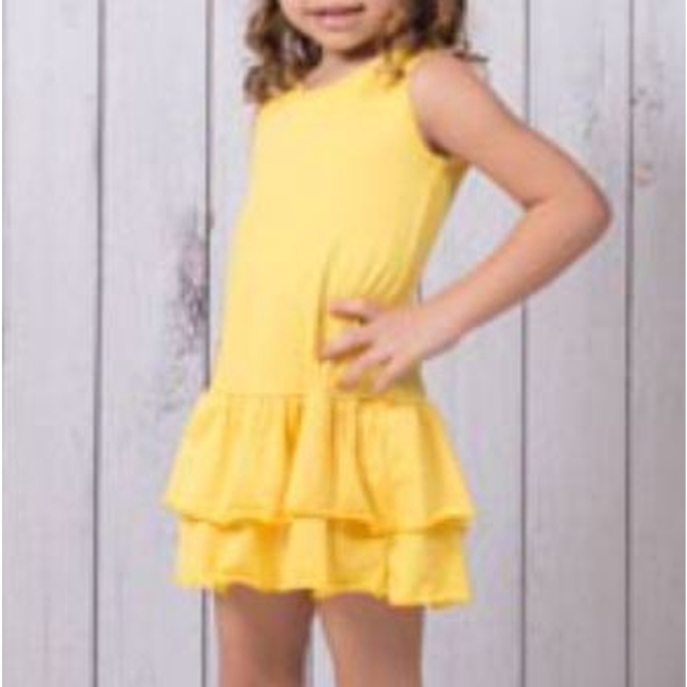 Vestido Bebe 2 Marias moda infantil roupa bebe vestido em algodão com babados cor amarela 1 ano CAROLGAVA