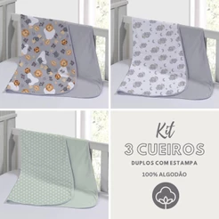 Kit 3 Cueiro Duplo 100% Algodão Varias Estampas Conforto de Bebê