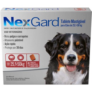 Antipulgas e Carrapatos NexGard 136mg para Cães de 25,1 a 50Kg Caixa Com 1 Tablete