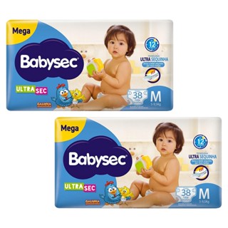 Kit 2 Fraldas Babysec Galinha Pintadinha Ultrasec Mega Tamanho M 38 unidades cada