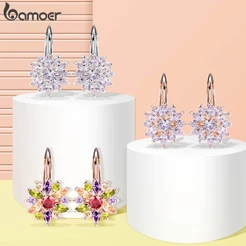 Bamoer Brincos Flor Cor De Ouro/Luxo/3 Cores Com Pedra De Zircônia