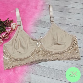 sutiã Plus size sem bojo sutian de microfibra duplo pala de renda reforçado moda íntima luxo ( Cecília)