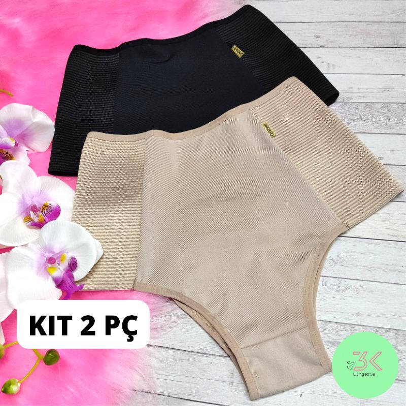 kit 2 Calcinha modeladora aperta barriga plus cintura alta disfarça culote afina silhueta 2 Izabel