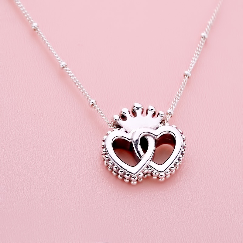 Colar De Prata pando0ra Charm World Special Counter Noble Even Heart 925 Silver Necklace 397719-45 Presente w87k