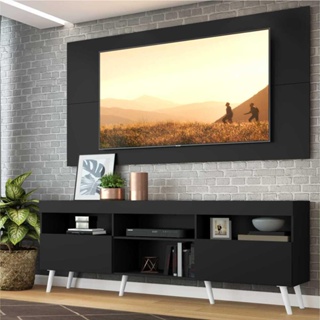Rack c/ Painel P/TV até 65" e Pés Retrô Flórida Multimóveis  Preto/Branco em Oferta na Shopee