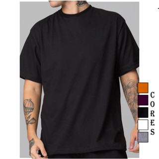 Camiseta lisa 100% algodão Fio 30.1 - Camisa Streetwear Preta Roxa Laranja Branca Cinza Mescla Masculina Feminina