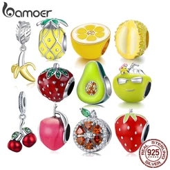 Bamoer Charmosa Prata 925 Vários Frutos Série De Miçangas Para Colar Pulseira DIY