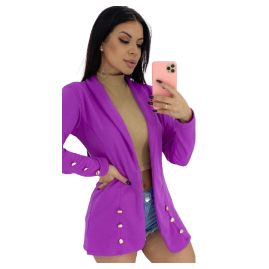 Blazer Valentina Max Longo Alfaiataria Ponto Roma Com Botões