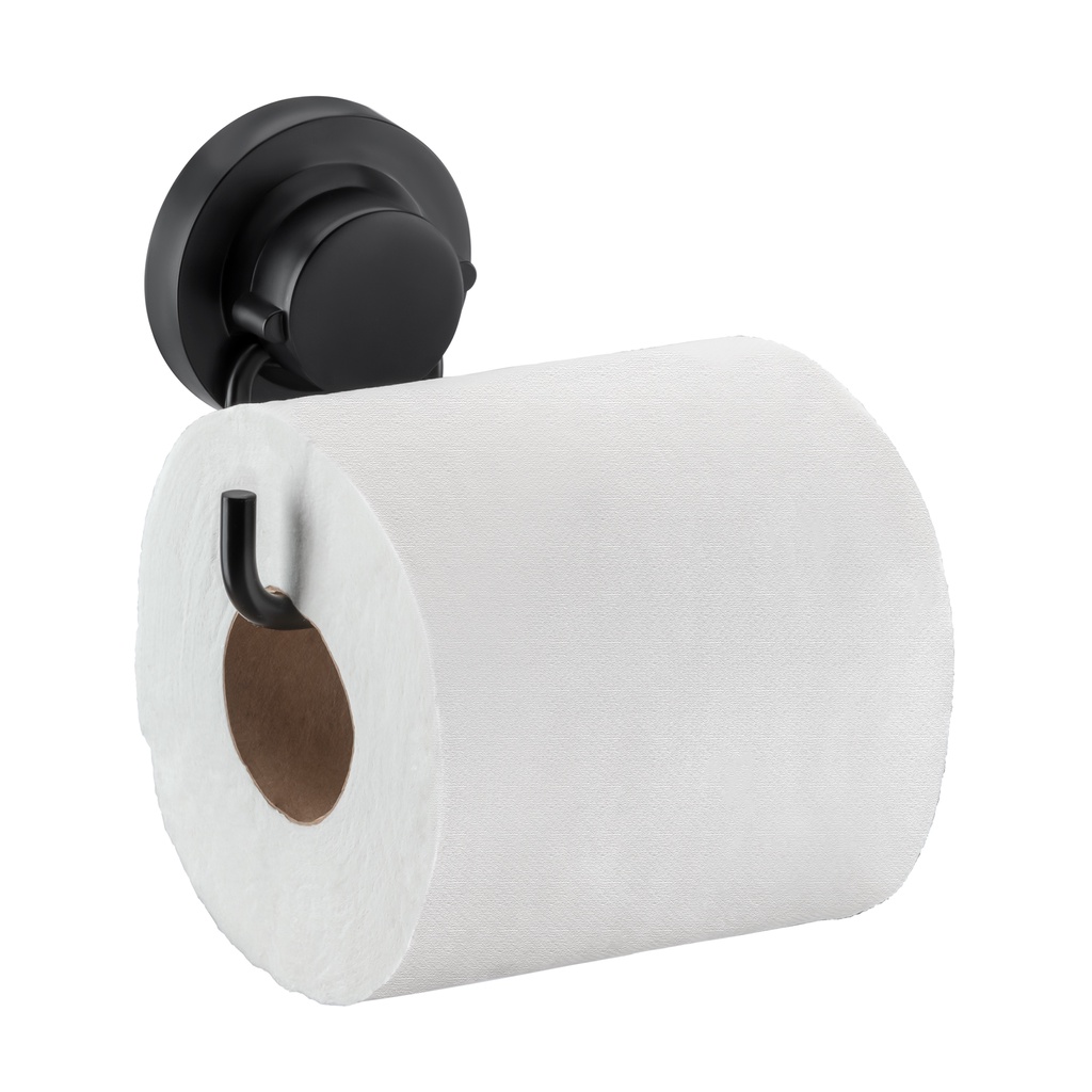 Suporte Porta Papel Higiênico Porta Rolo Banheiro Lavabo Fixação Ventosa Sem Furo Preto Fosco