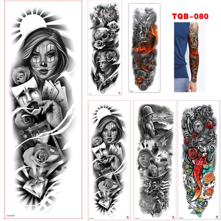 Máscara Tatuagem Grande De Manga De Braço Rosa À Prova D'água Temporária Beleza Garota Cheia Flor De Feminina Popular
