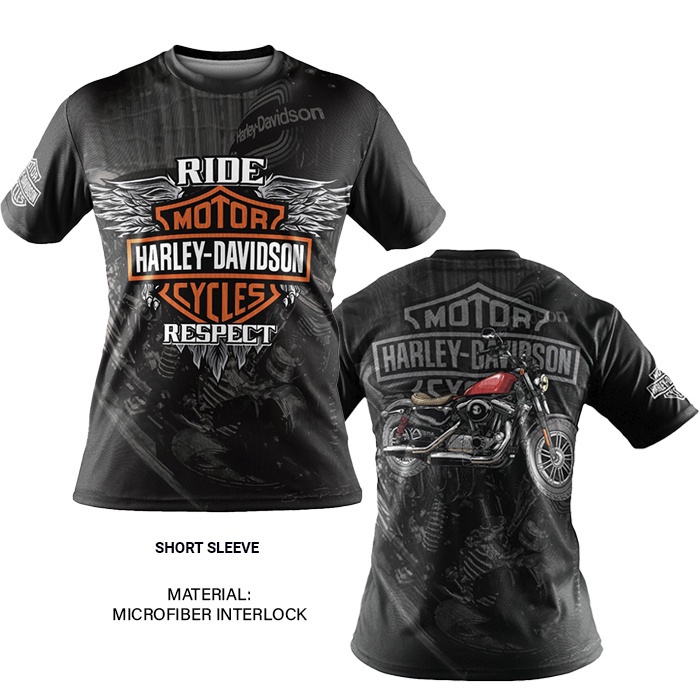 Camiseta Motorsport Ride Motociclismo Manga Curta Microfibra Interlock H.Davidson