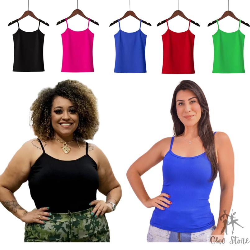 Kit 5 Regatas Feminina de Alcinha Malha Suede Premium - Blusa Alcinha Regata Infantil ao Plus Size