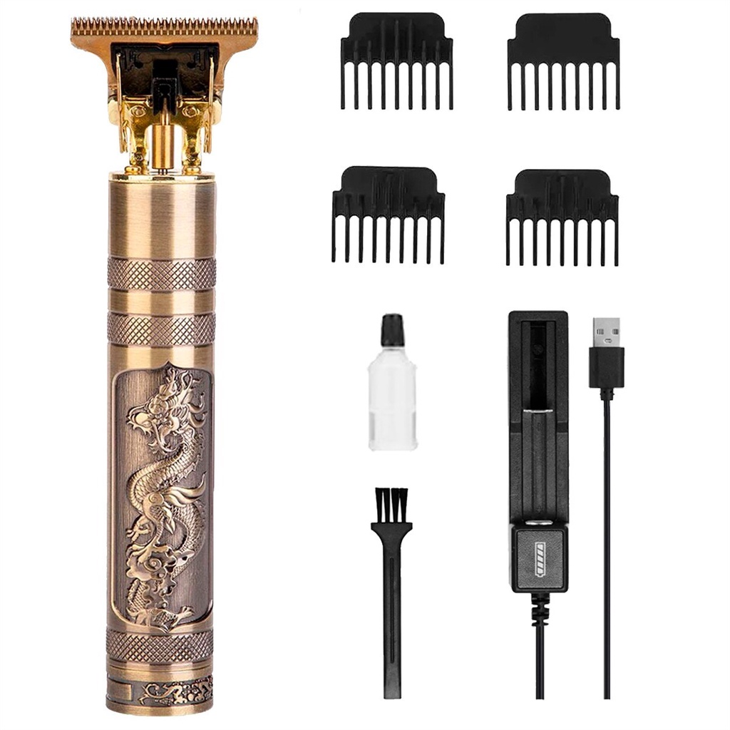 Maquina De Barbear Profissional Maquininha Corta Cabelo Apara Depilação Barba Dragão Dourado