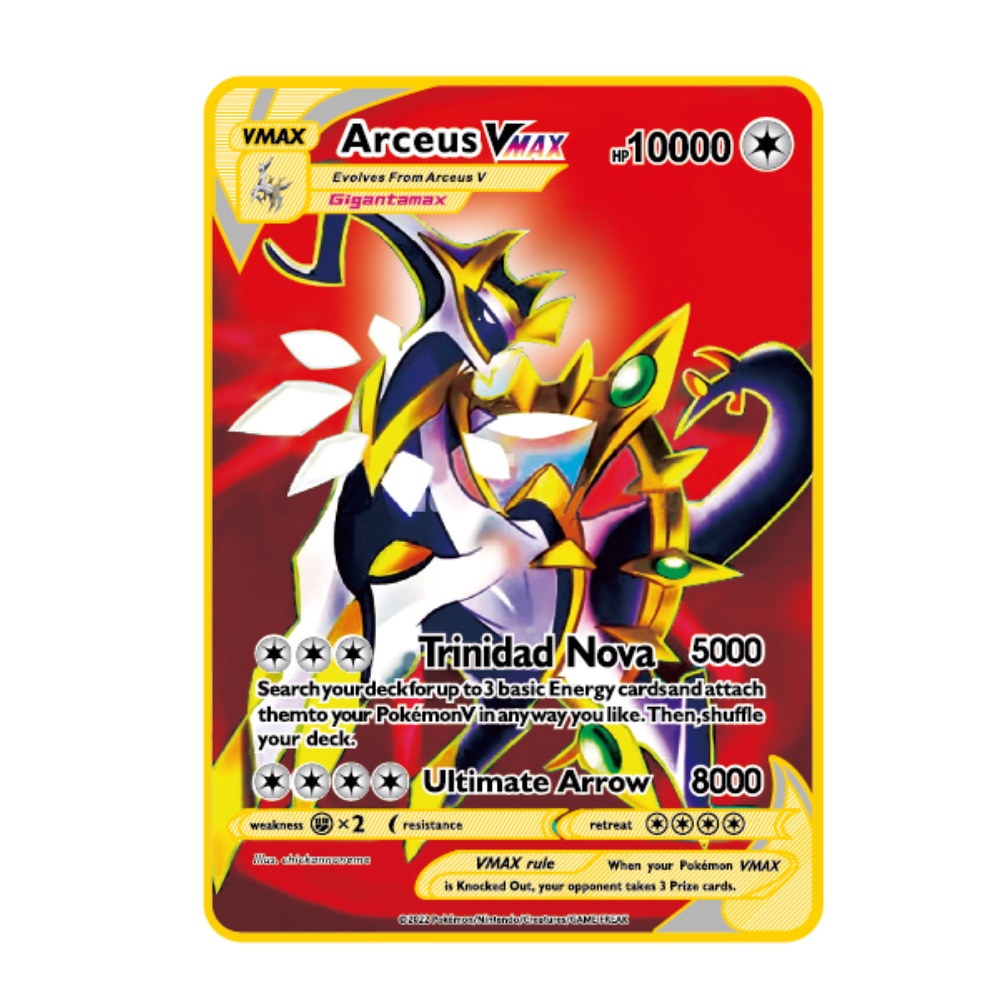 Novo Arceus Vmax Pokemon Metal Card 10000Point Edição Limitada Cartas Coleção De Cartões Presente Para Crianças