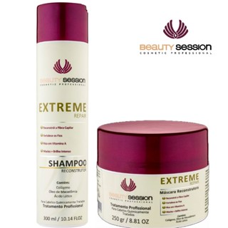 Shampoo Reconstrução 300 ml + Máscara Reconstrução 250 gr Extreme Repair - Beauty Session Cosmetic Professional