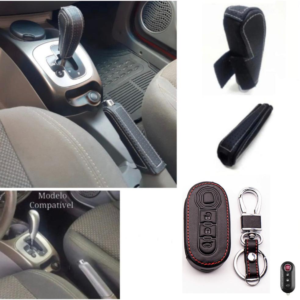 Kit Capas de chave Manopla Câmbio Automático Freio de Mão Fiat 500 Palio g5 Punto Grand Siena Linea