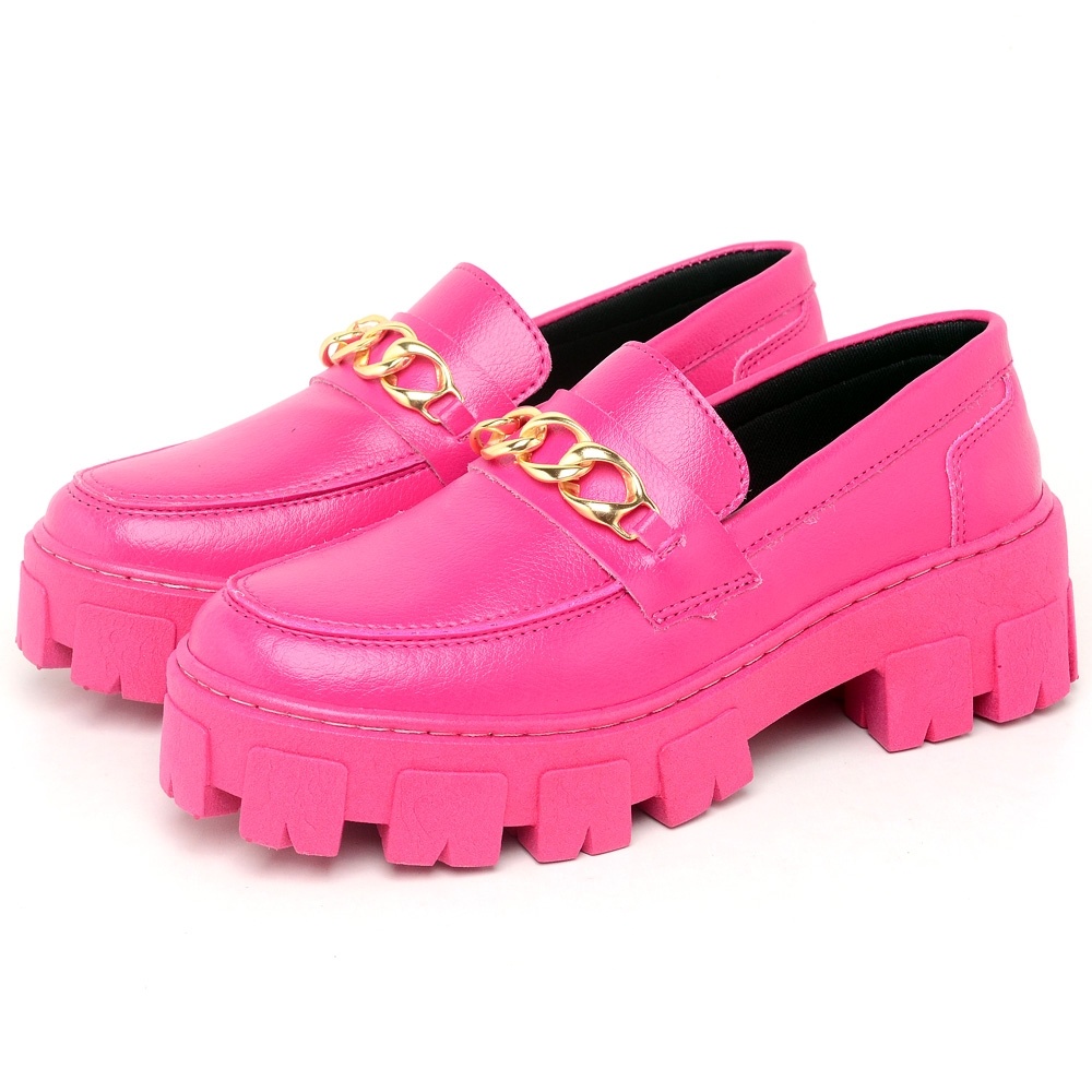 Sapato Mocassim Dubuy Oxford Feminino Rosa Corrente Dourado Still 1413FG em Oferta na Shopee