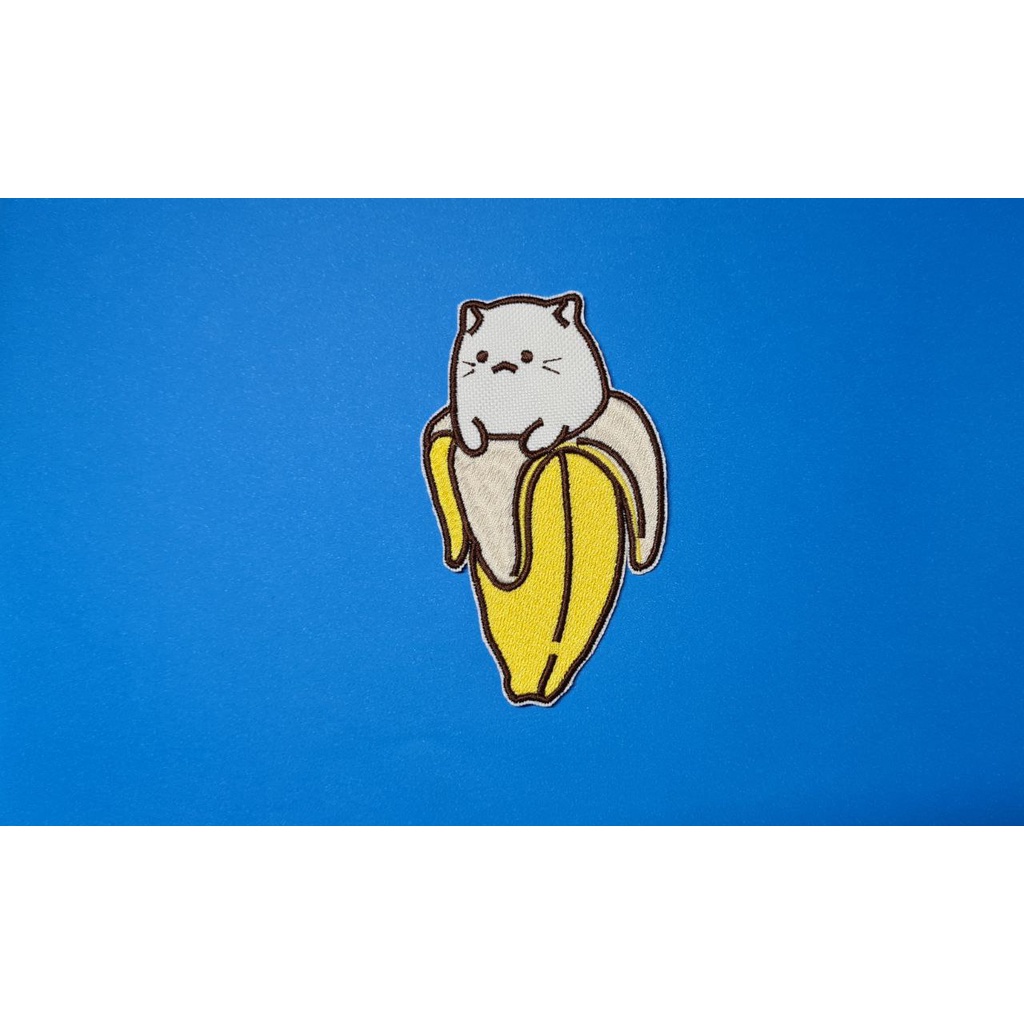 Pach Aplique Bordado Gatinho Banana - 11cm x 6,5cm