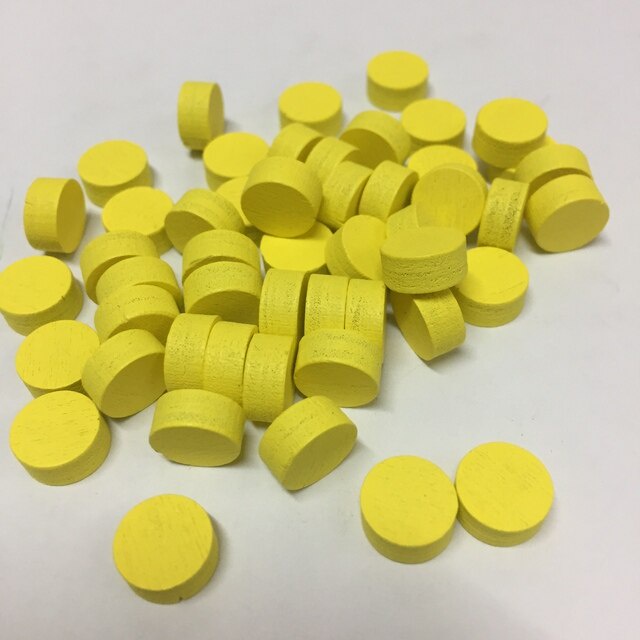 Kit 10 peças/tokens redondas amarelas de madeira para jogos de ...