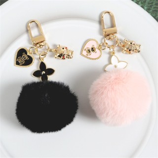 Chaveiro Fofo Coelho Artificial Pele Pompom Urso Pingente Bolsa Feminina Acessórios Para Chave