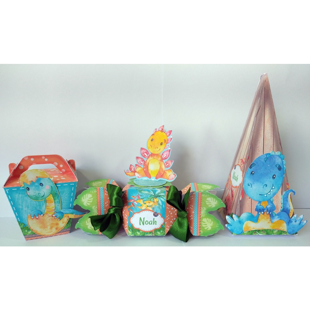 30 Caixinhas Personalizadas Dinossauro 1, Lembrancinha de Aniversário Infantil!